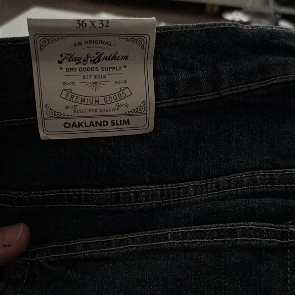 Blue Slim Straight Jeans with Contrast Stitching